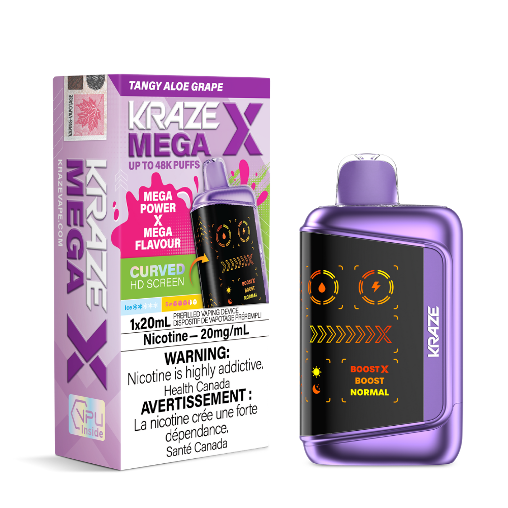 Kraze Mega X 48k Disposable Vape - Tangy Aloe Grape