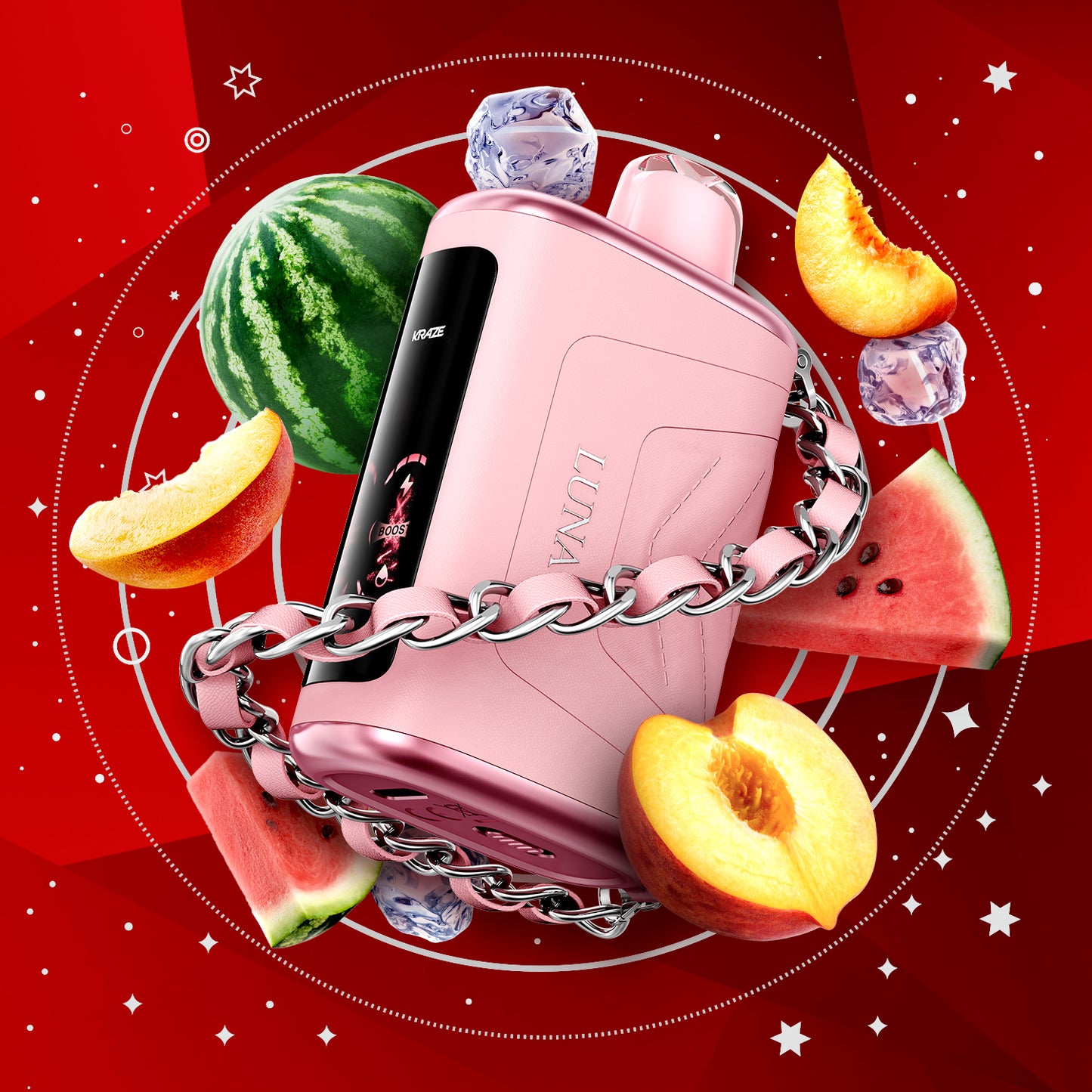 Kraze Luna 42K Puffs – Ruby Peach Watermelon Ice