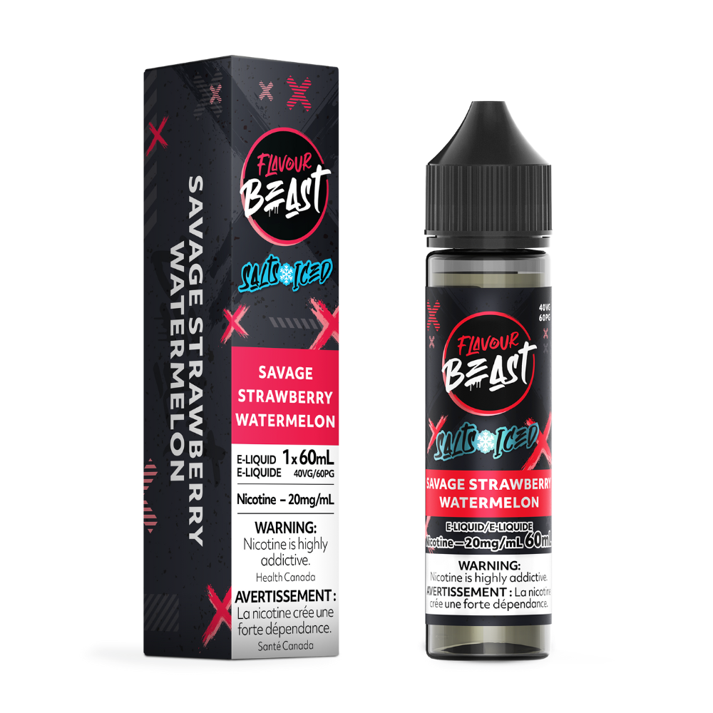 Flavour Beast Salts Vape Juice 60mL 20mg - Savage Strawberry Watermelon Iced