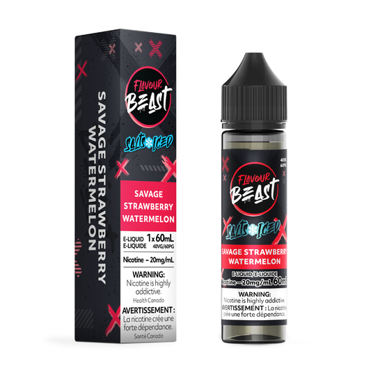 Flavour Beast Salts Vape Juice 60mL 20mg - Savage Strawberry Watermelon Iced