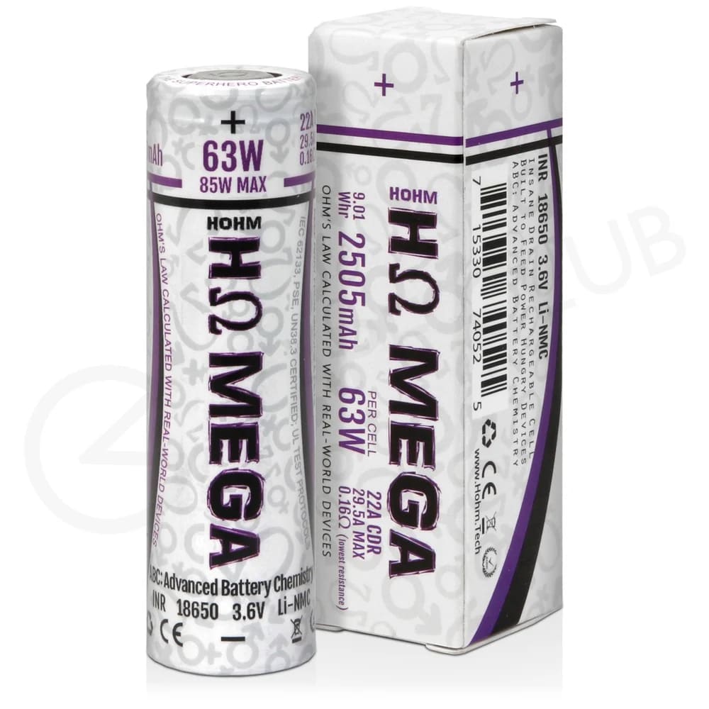 HΩ MEGA 18650 Advanced Chem Batteries 3.6V 2PC