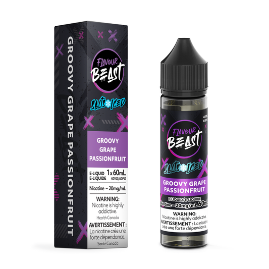 Flavour Beast Salts Vape Juice 60mL 20mg - Groovy Grape Passionfruit Iced
