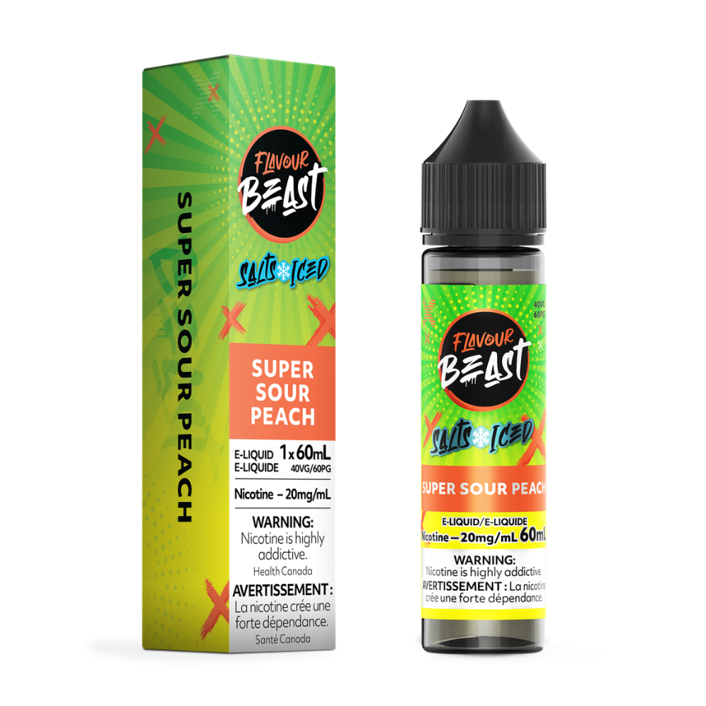 Flavour Beast Salts Vape Juice 60mL 20mg - Super Sour Peach Iced