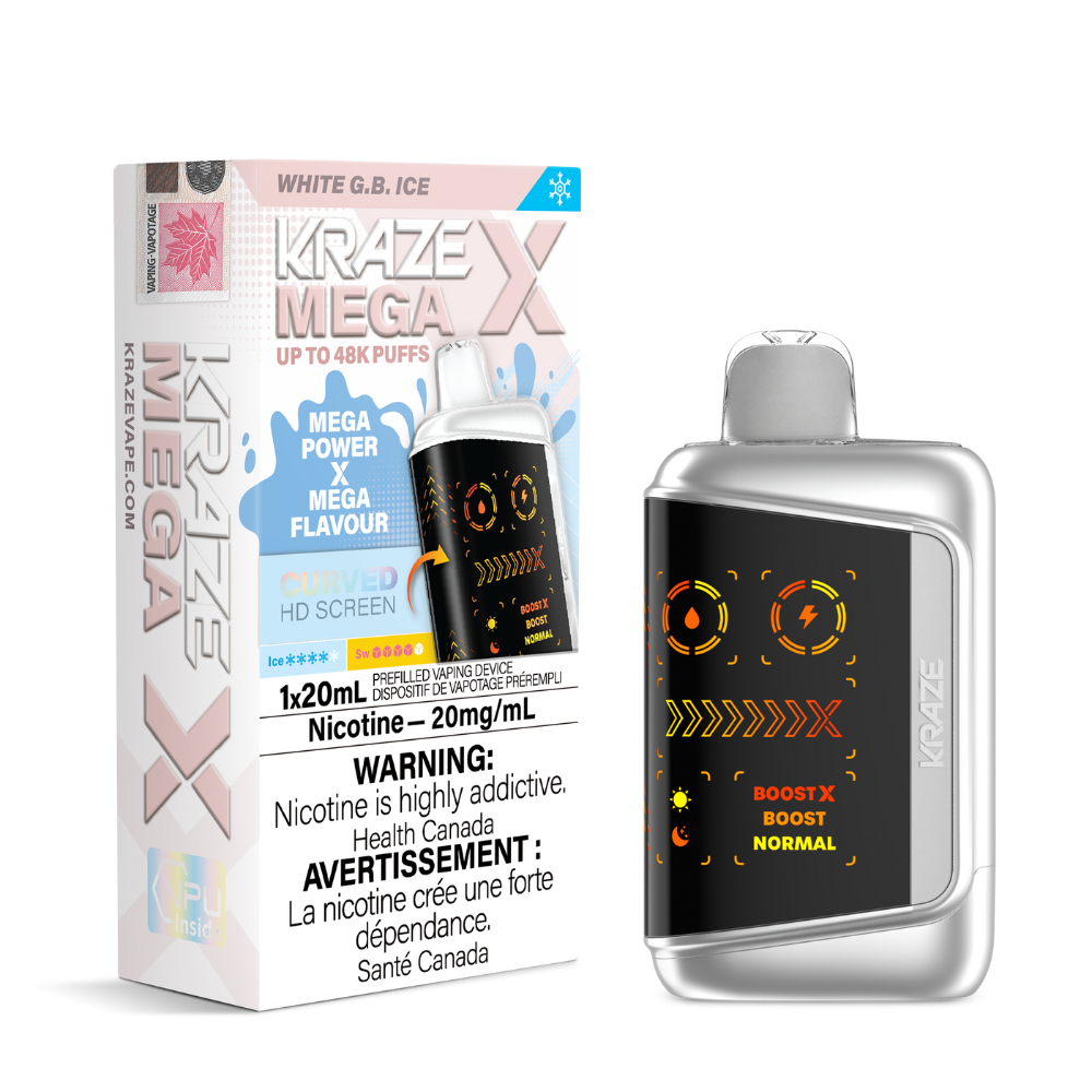 Kraze Mega X 48k Disposable Vape - White G.B Ice