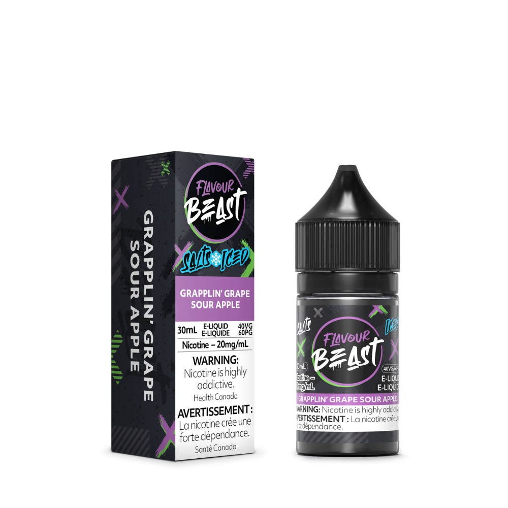 Flavour Beast Salts Vape Juice 30mL 20mg - Grapplin' Grape Sour Apple Iced