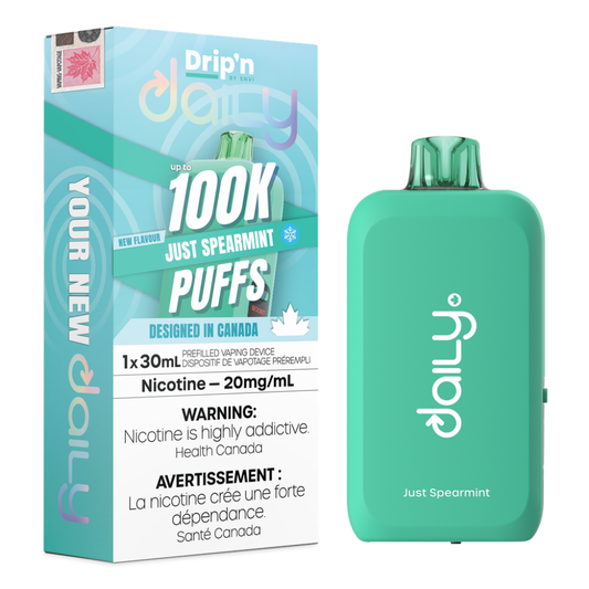 Drip'n Daily Disposable Vape - 100K Puffs - 30mL - Just Spearmint