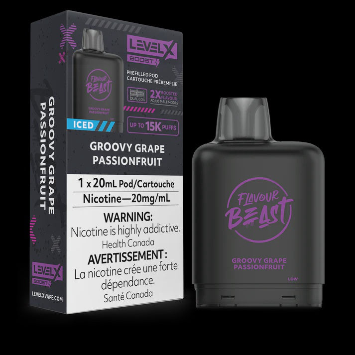 Level X Boost Flavour Beast 20mL Groovy Grape Passionfruit 15000 Puffs 20mg