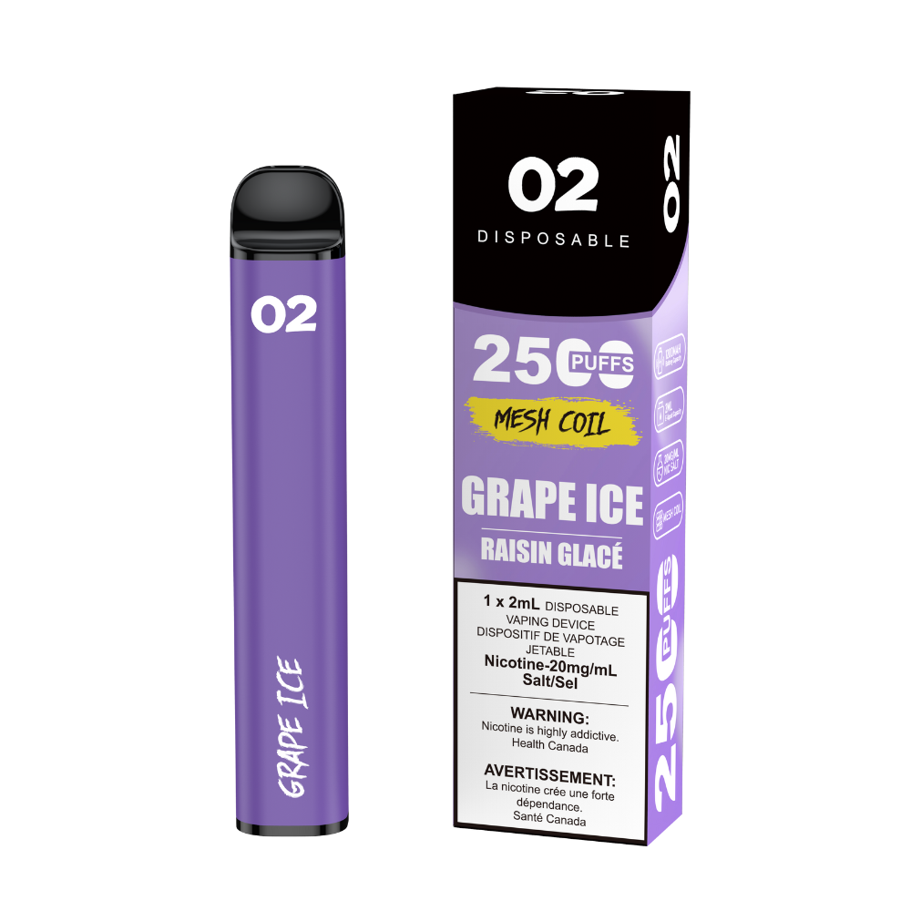 O2 2500 Puffs 2mL Disposable Vape