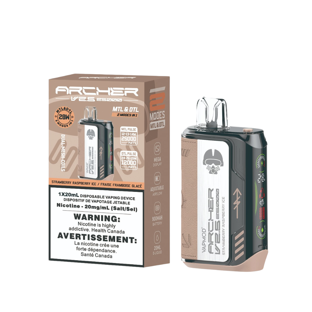 VAPMOD Archer V2.5 25000Puffs Strawberry Raspberry Ice 20mL 20mg