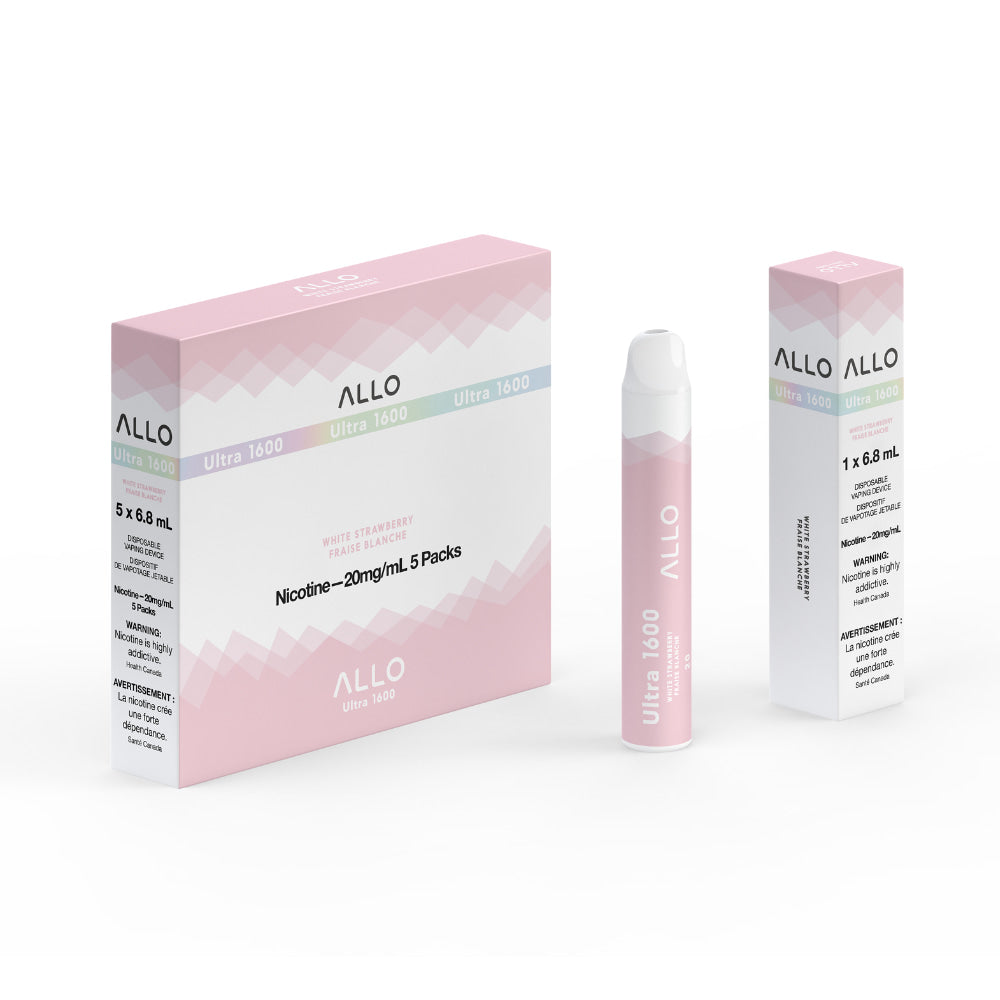 Allo Ultra 1600 White Strawberry 6mL 1600 Puffs 20mg