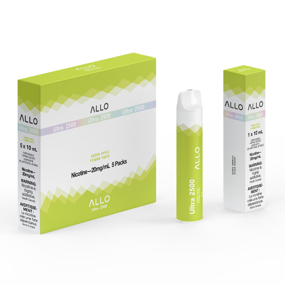 ALLO Ultra 2500 Green Apple 10mL 2500 Puffs 20mg