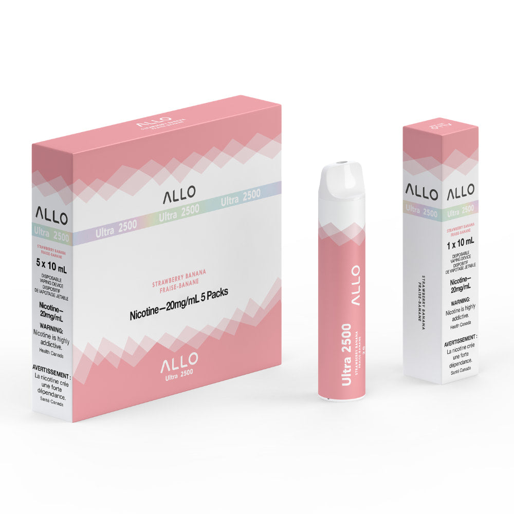 ALLO Ultra 2500 Strawberry Banana 10mL 2500 Puffs 20mg