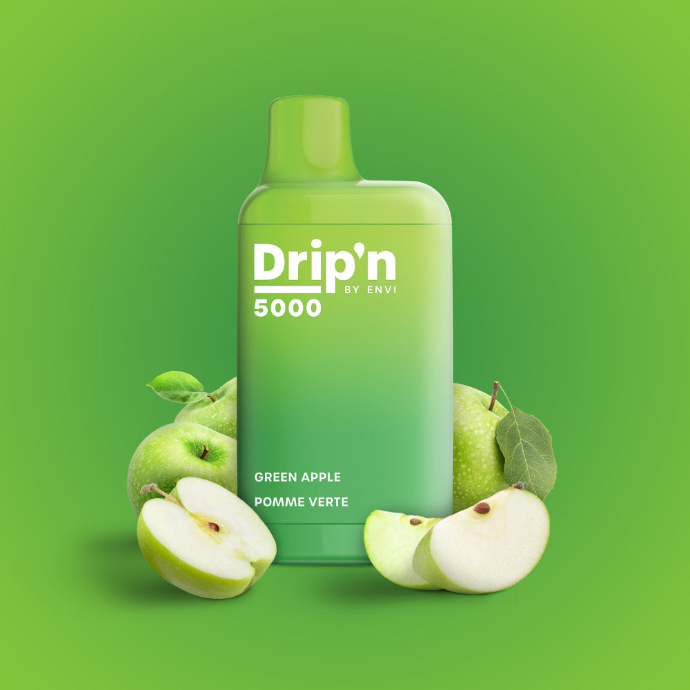 Drip'n By Envi Green Apple 10mL 5000 Puffs 20 mg