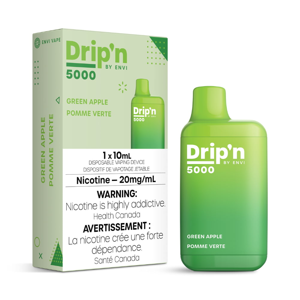 Drip'n By Envi Green Apple 10mL 5000 Puffs 20 mg