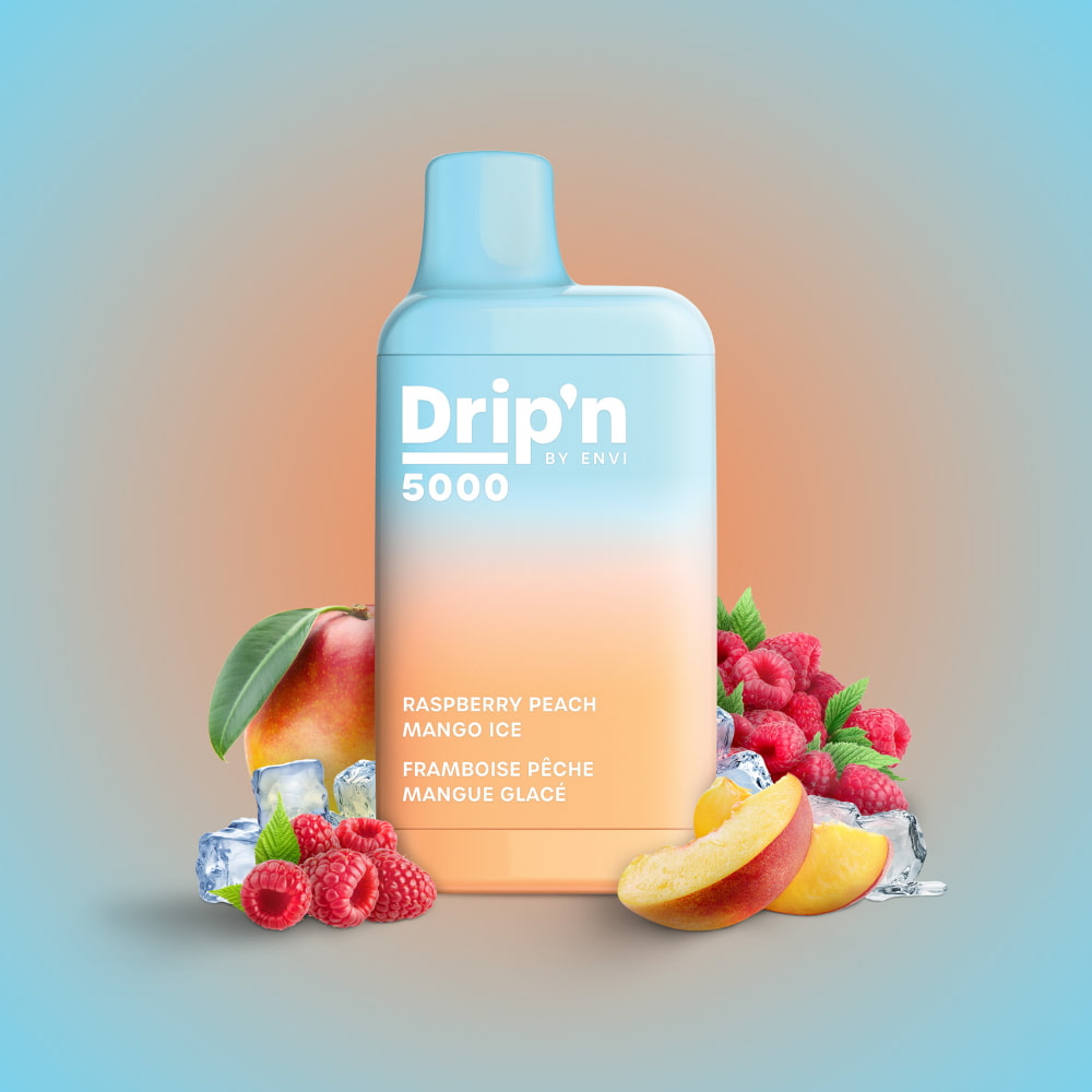 Drip'n By Envi Raspberry Peach Mango Ice 10mL 5000 Puffs 20mg