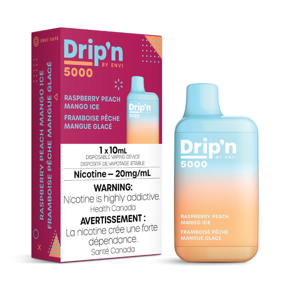 Drip'n By Envi Raspberry Peach Mango Ice 10mL 5000 Puffs 20mg