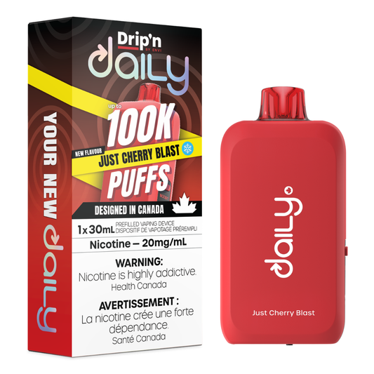 Drip'n Daily Disposable Vape - 100K Puffs - 30mL - Just Cherry Blast