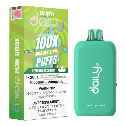 Drip'n Daily  Disposable Vape - 100K Puffs - 30mL - Just Apple Kiwi