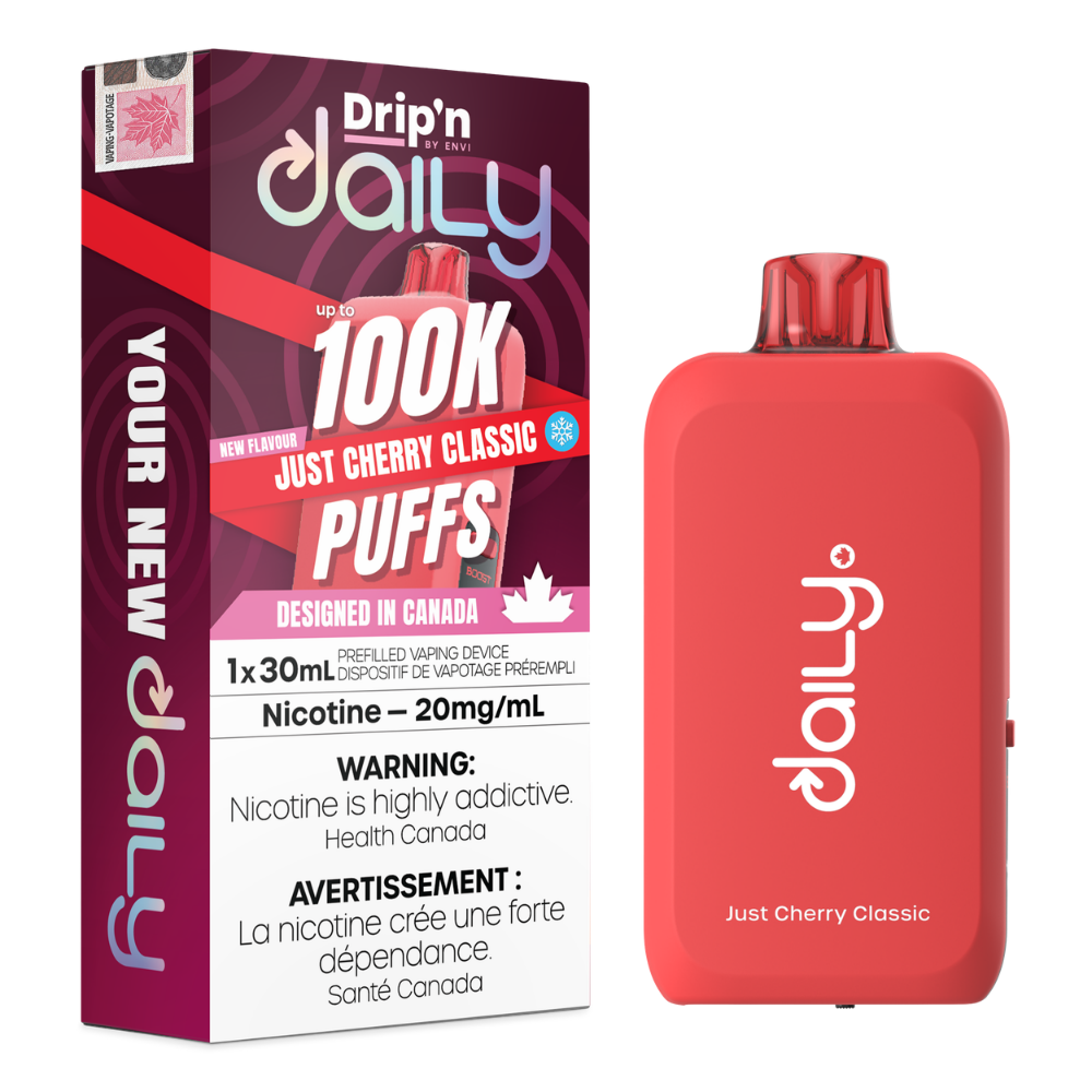 Drip'n Daily  Disposable Vape - 100K Puffs - 30mL - Just Cherry Classic