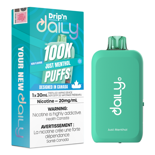 Drip'n Daily  Disposable Vape - 100K Puffs - 30mL - Just Menthol