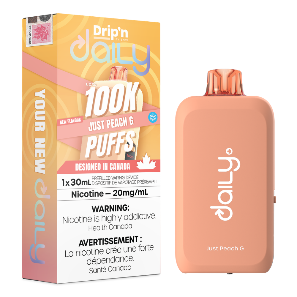 Drip'n Daily  Disposable Vape - 100K Puffs - 30mL - Just Peach G