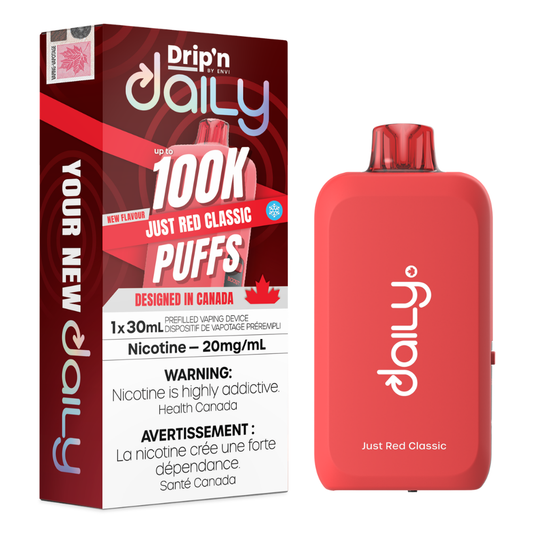Drip'n Daily  Disposable Vape - 100K Puffs - 30mL - Just Red Classic