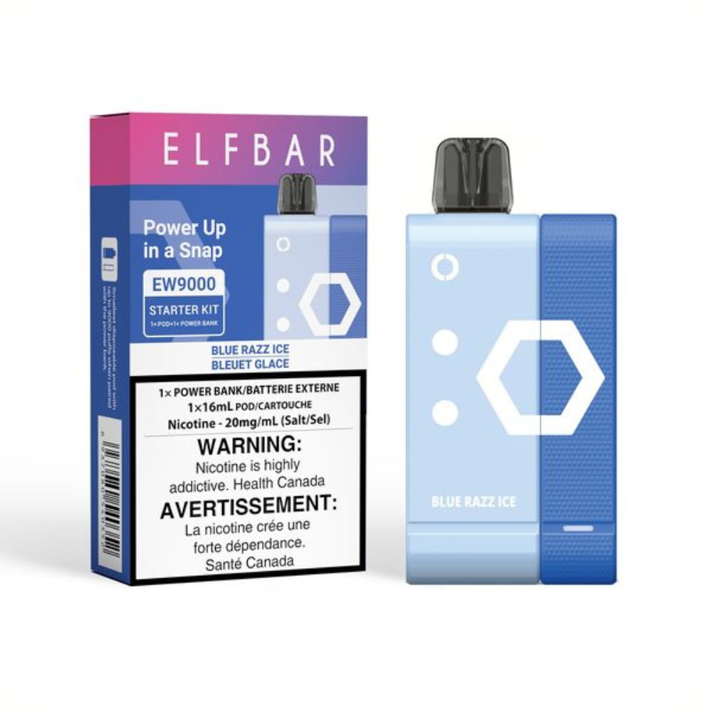 Elf Bar EW9000 Disposable Starter Kit Blue Razz Ice 16mL 20mg