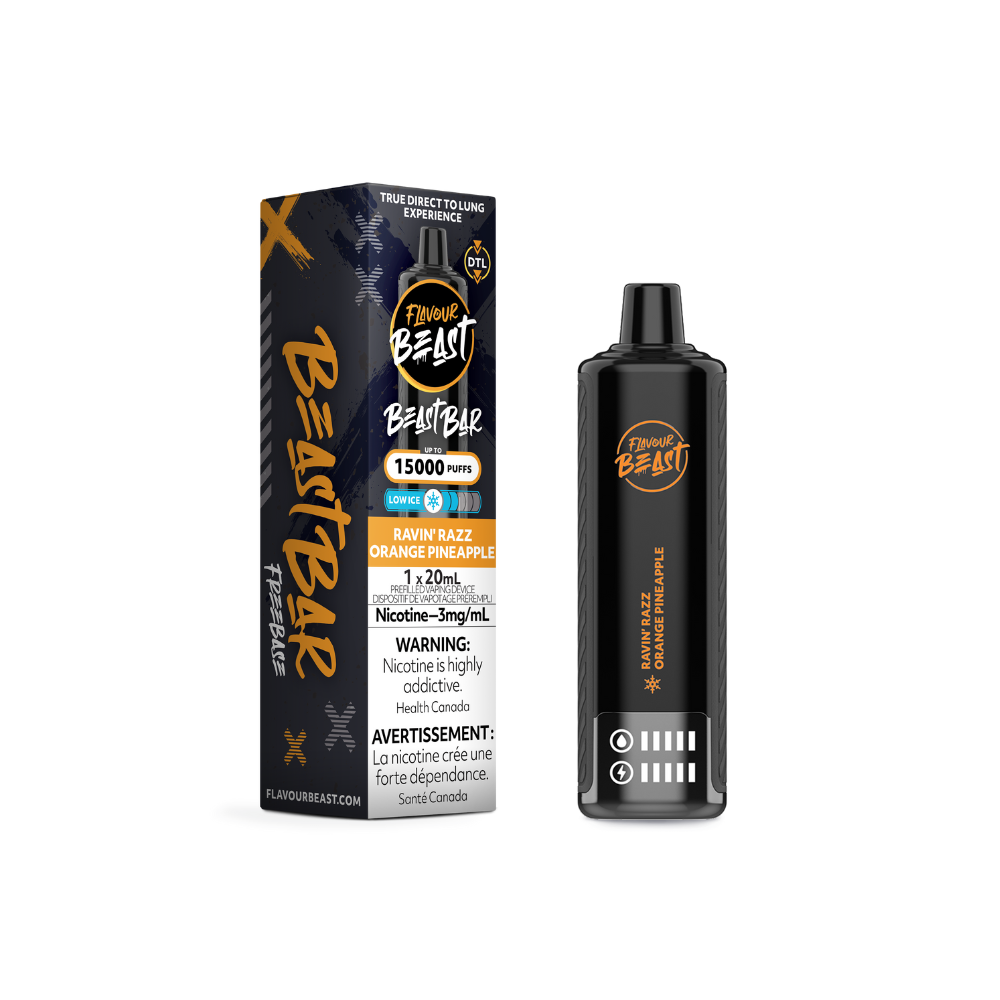 Flavour Beast Beast Bar Ravin' Razz Orange Pineapple Low Ice 15000 Puffs 3mg