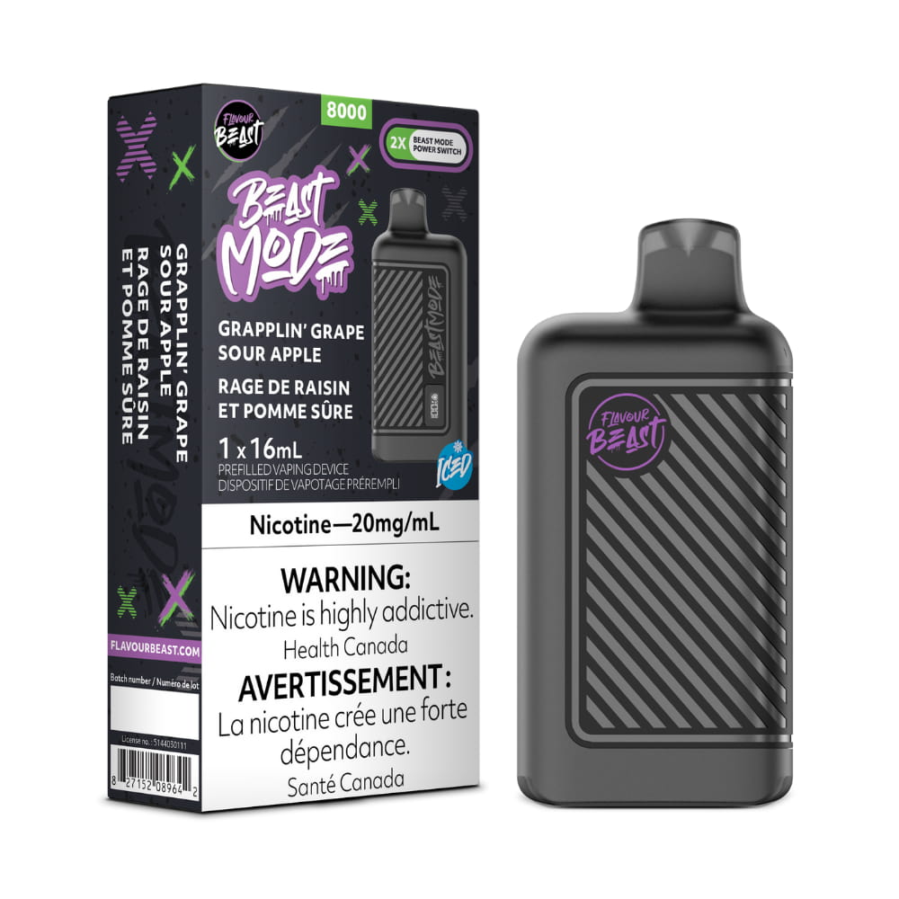 Flavour Beast Beast Mode Grapplin' Grape Sour Apple 16mL 8000 Puffs 20mg