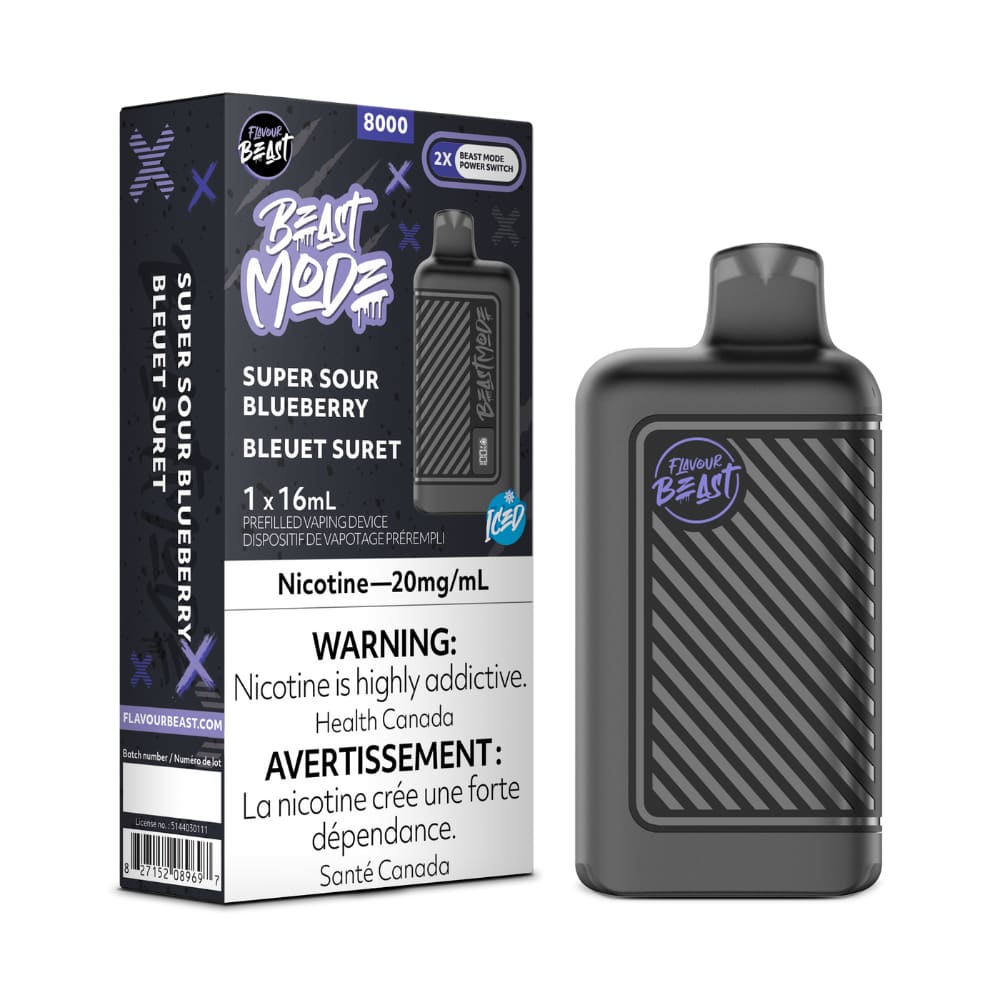 Flavour Beast Beast Mode Super Sour Blueberry 16mL 8000 Puffs 20mg