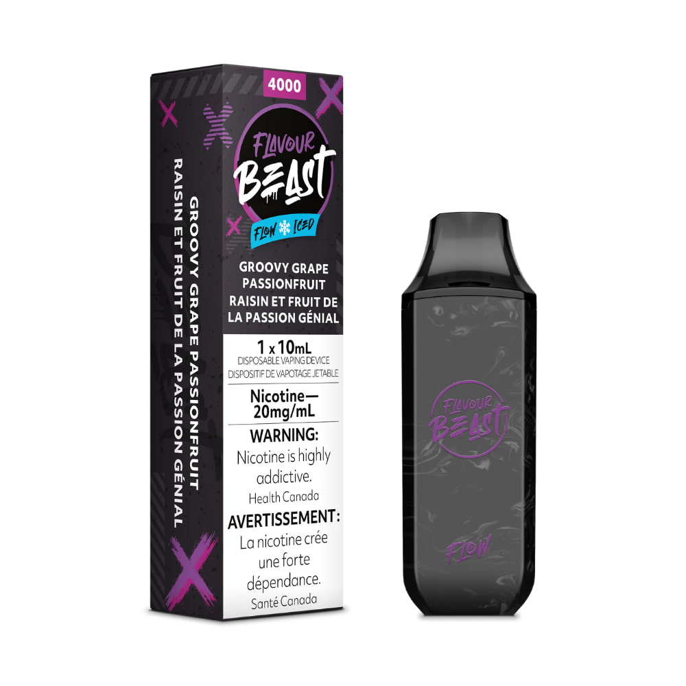 Flavour Beast  Groovy Grape Passionfruit Flow Iced 10mL 5000 Puffs 20mg