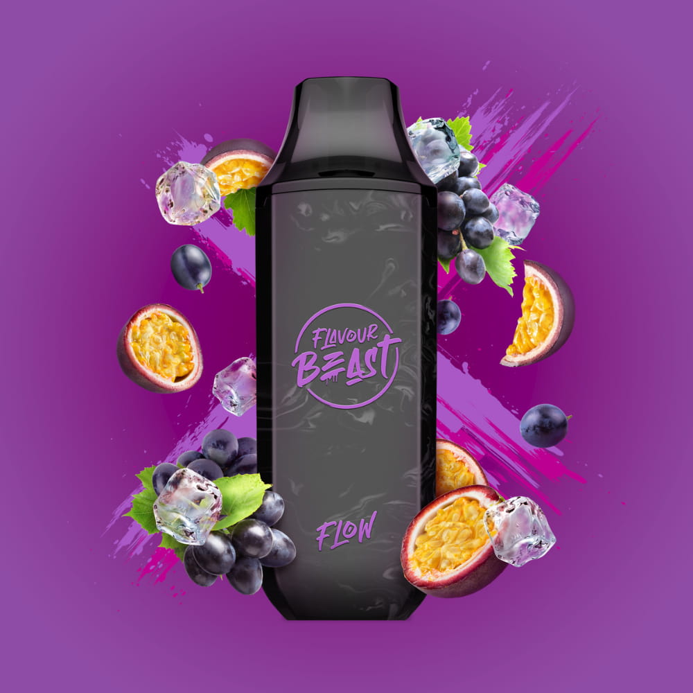 Flavour Beast  Groovy Grape Passionfruit Flow Iced 10mL 5000 Puffs 20mg