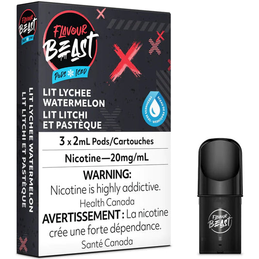 Flavour Beast Lit Lychee Watermelon Pods Iced 3 x 2mL 20mg