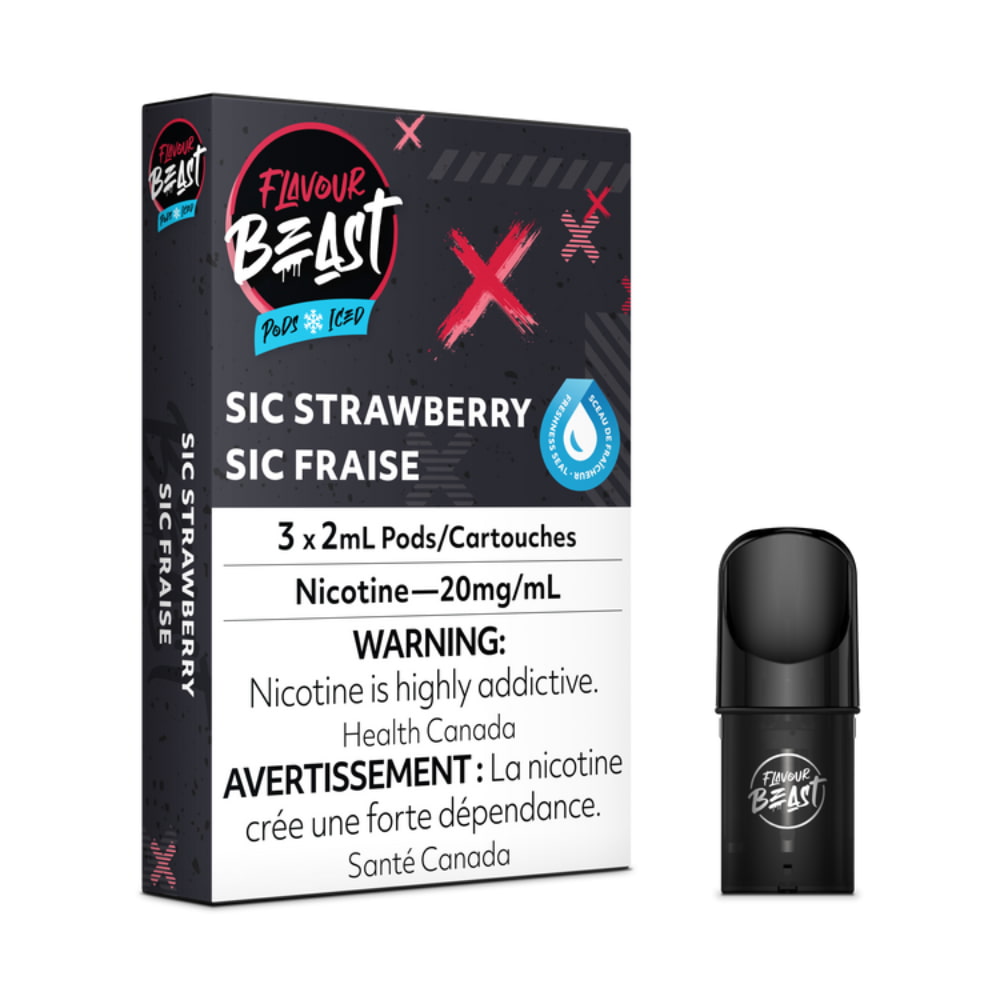 Flavour Beast Sic Strawberry Sic Fraise Pods Iced 3 x 2mL 20mg