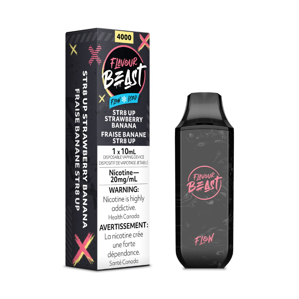 Flavour Beast Str8 Up Strawberry Banana Flow Iced 10mL 5000 Puffs 20mg