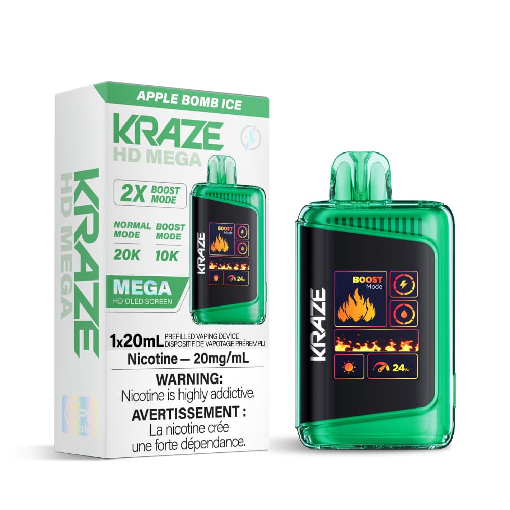 Kraze HD Mega Apple Bomb Ice 20000 Puffs 20 mL 20 mg