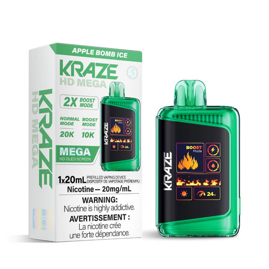 Kraze HD Mega Apple Bomb Ice 20000 Puffs 20 mL 20 mg