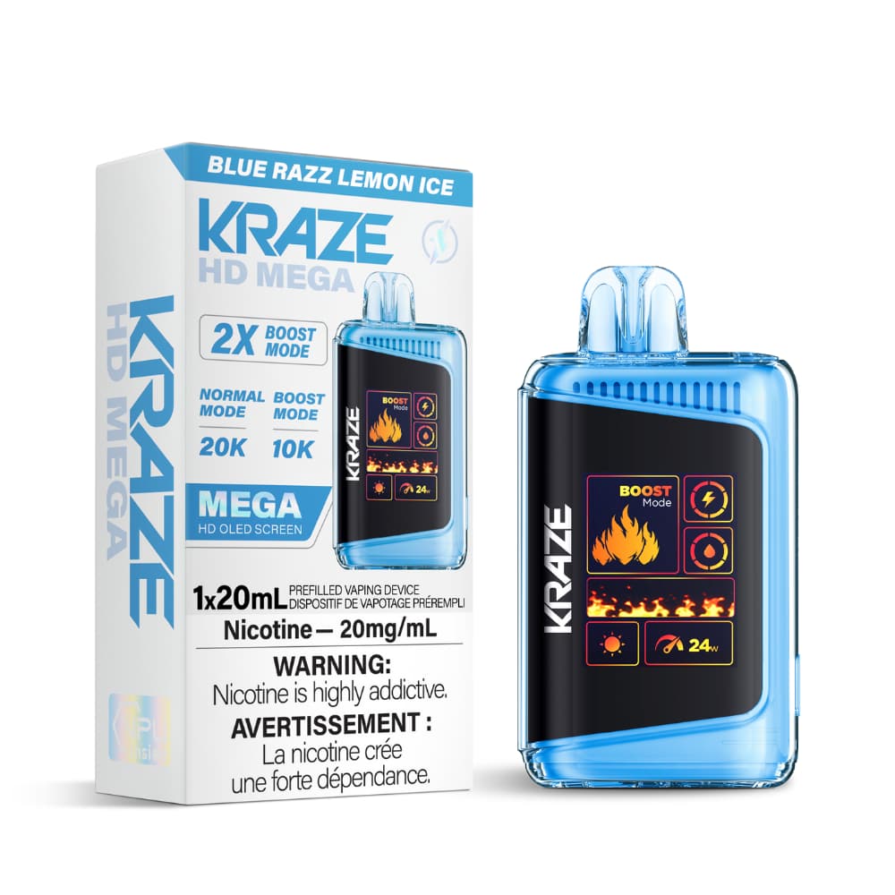 Kraze HD Mega Blue Razz Lemon Ice 20000 Puffs 20 mL 20 mg