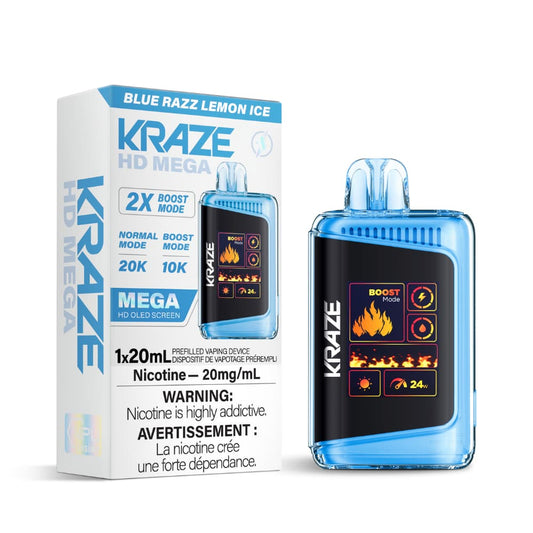 Kraze HD Mega Blue Razz Lemon Ice 20000 Puffs 20 mL 20 mg