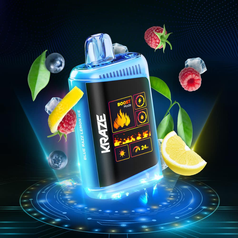 Kraze HD Mega Blue Razz Lemon Ice 20000 Puffs 20 mL 20 mg