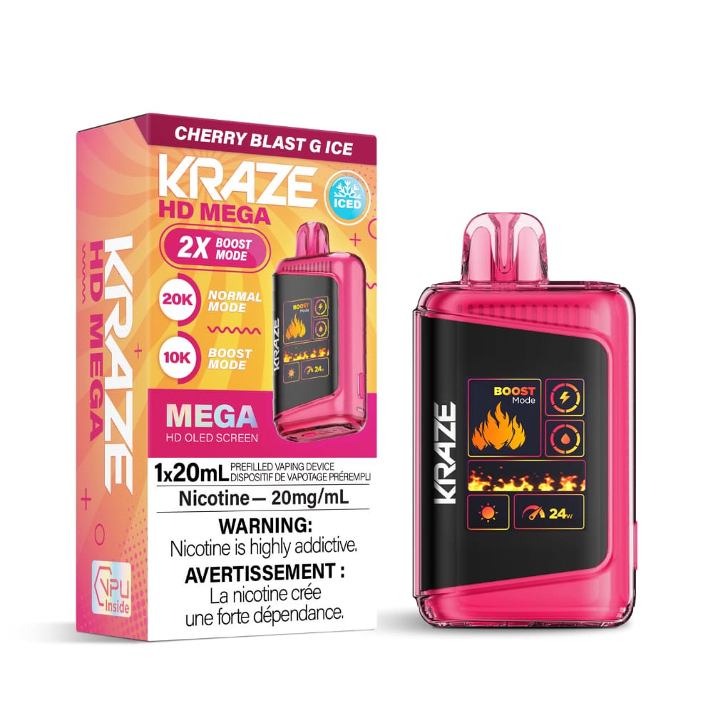 Kraze HD Mega Cherry Blast G Ice 20000 Puffs 20 mL 20 mg