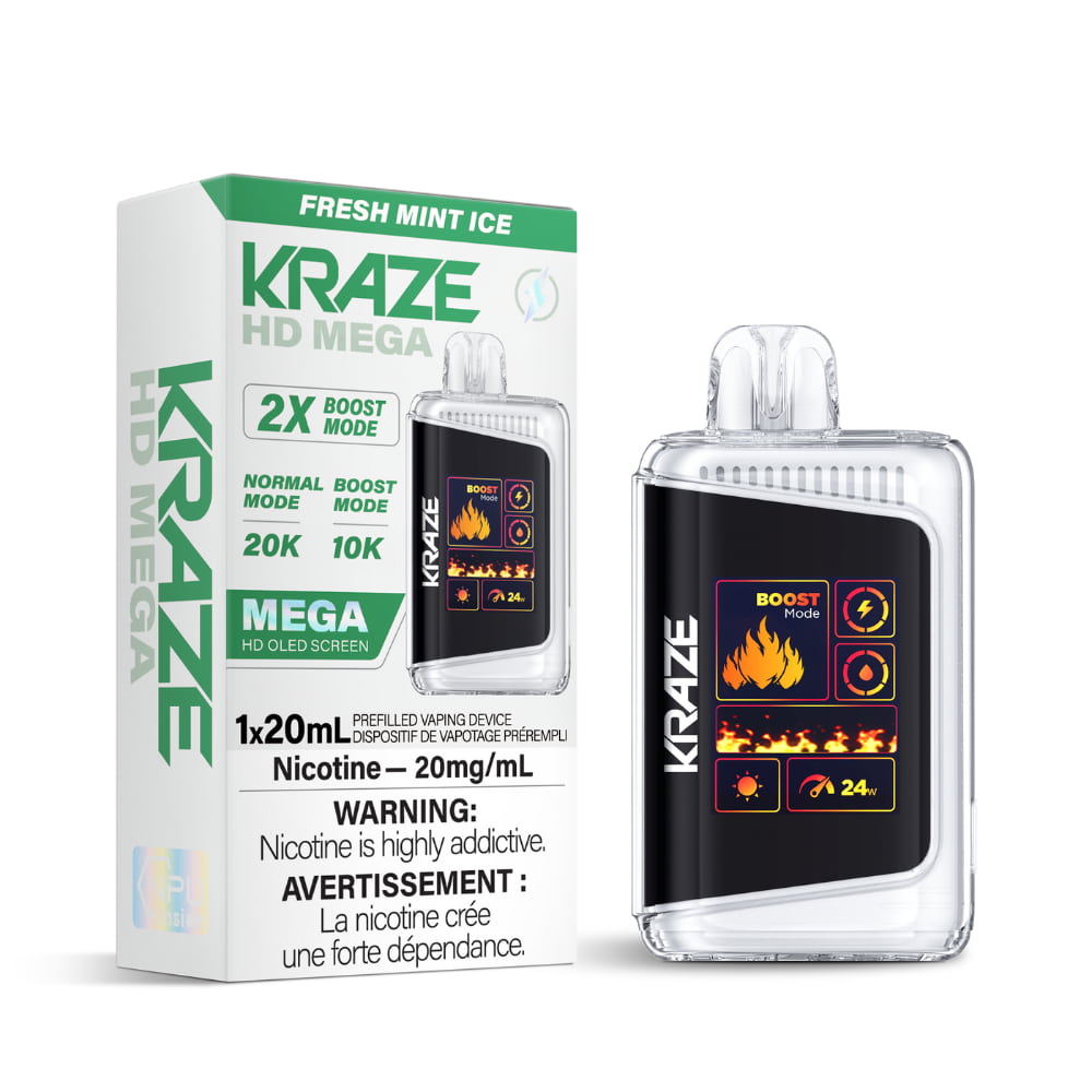 Kraze HD Mega Fresh Mint Ice 20000 Puffs 20 mL 20 mg