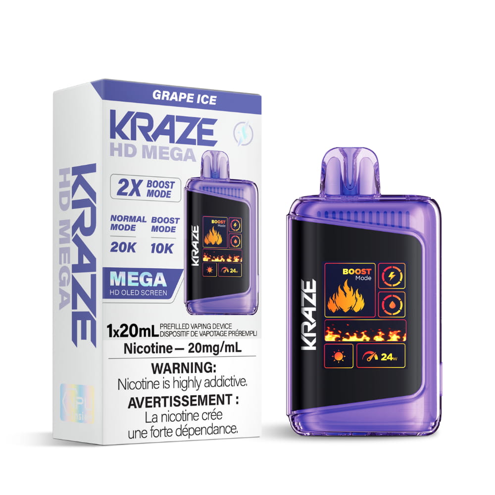 Kraze HD Mega Grape Ice 20000 Puffs 20 mL 20 mg