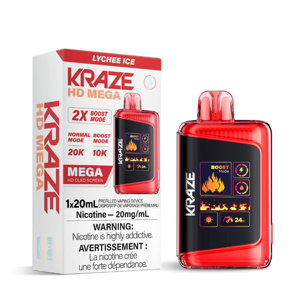 Kraze HD Mega Lychee Ice 20000 Puffs 20 mL 20 mg