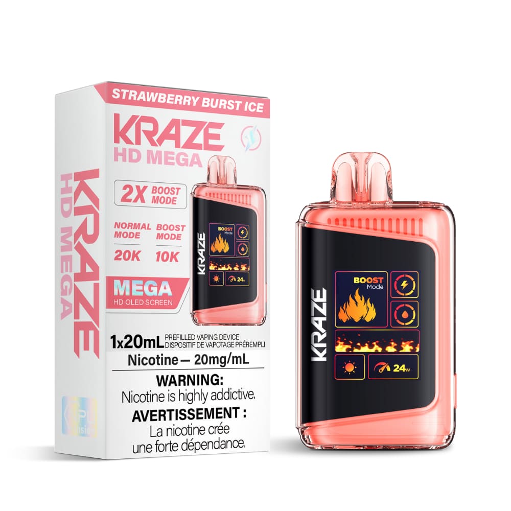 Kraze HD Mega Strawberry Burst Ice 20000 Puffs 20 mL 20 mg