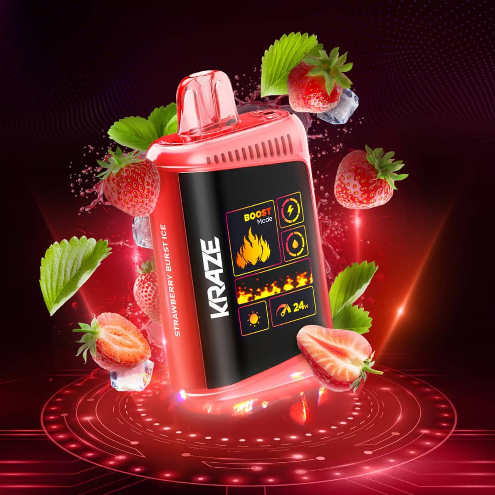 Kraze HD Mega Strawberry Burst Ice 20000 Puffs 20 mL 20 mg