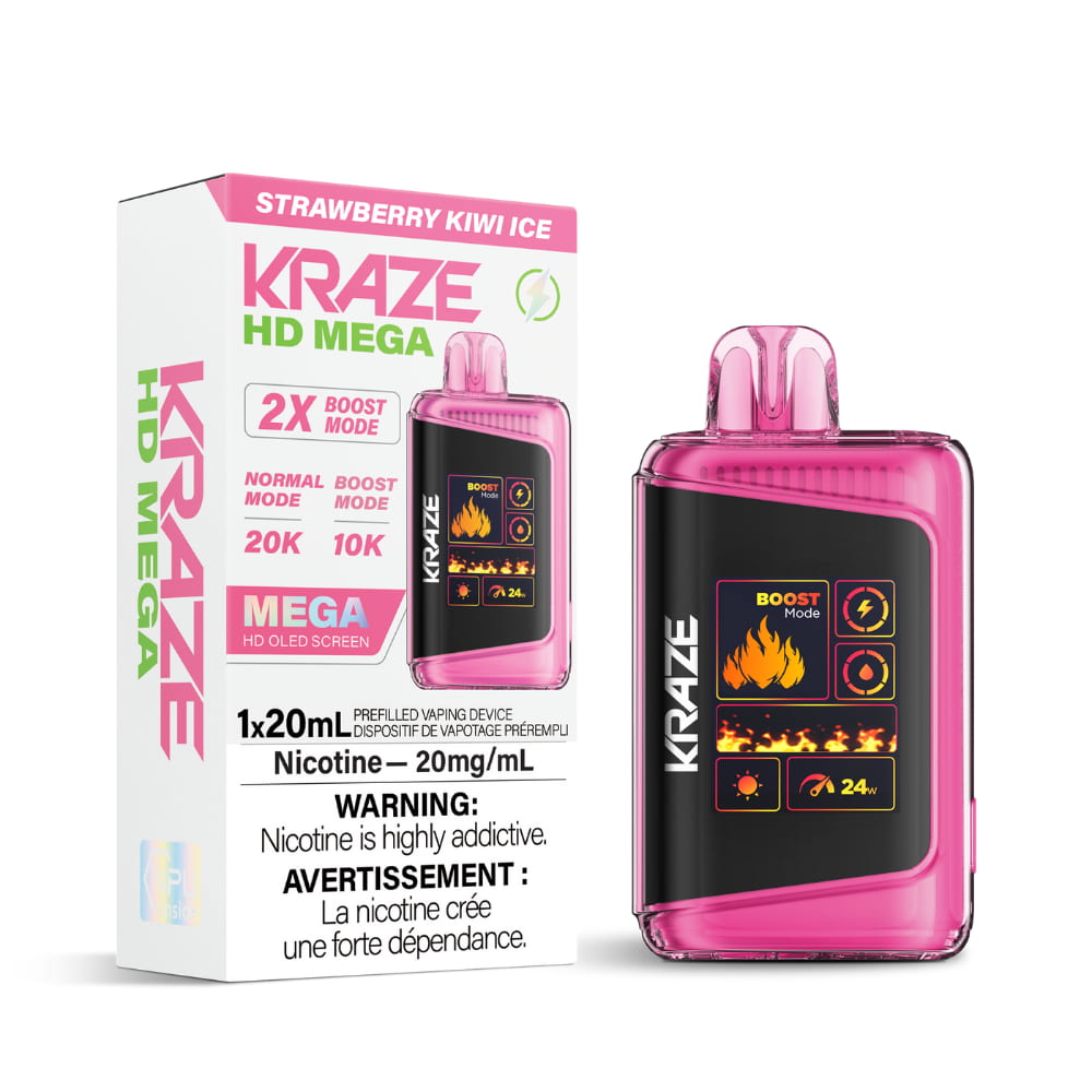 Kraze HD Mega Strawberry Kiwi Ice 20000 Puffs 20 mL 20 mg