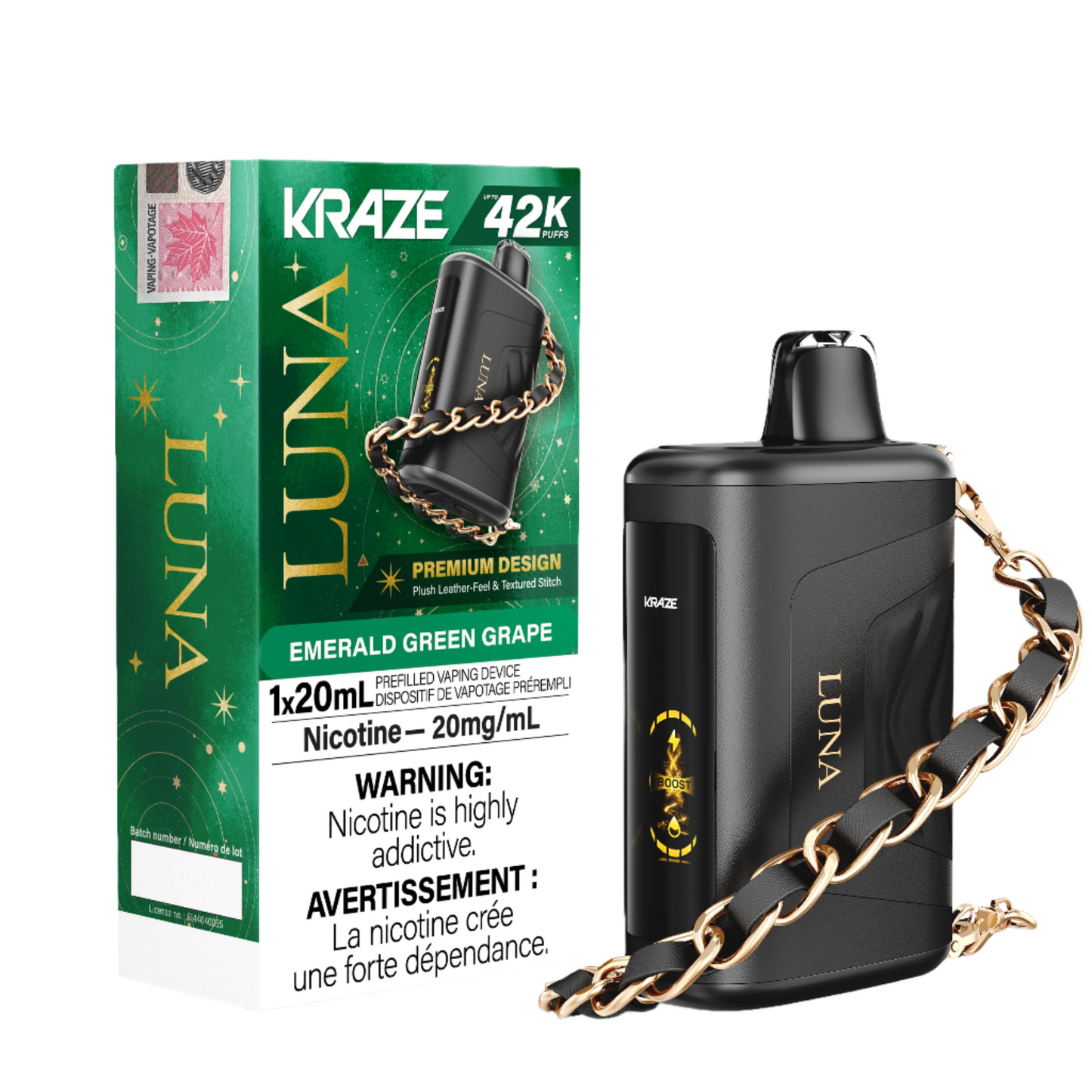 Kraze Luna 42K Puffs – Emerald green grape