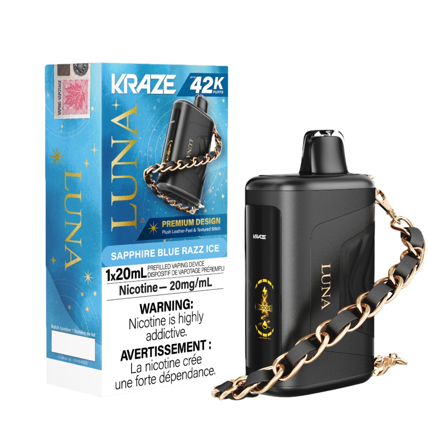 Kraze Luna 42K Puffs - Sapphire Blue Razz Ice