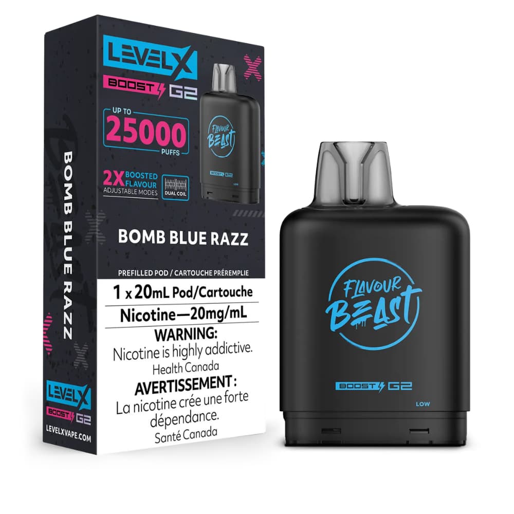 Level X Boost Flavour Beast 20mL Bomb Blue Razz 25000 Puffs 20mg